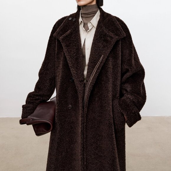 CHICJOC Vintage-Style Convertible Collar Alpaca Wool Coat – Size 36 – Rare Suri - Picture 10 of 16